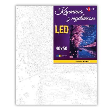 Картина по номерам SANTI Цветение сакуры 40х50 см LED подсветка