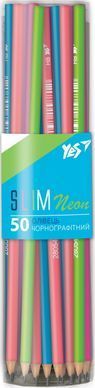 Олівець YES ч/гр круг. в пл. тубе "Slim neon", 50 шт/уп