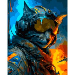 Картина за номерами SANTI Войовничий кіт-привид 40x50 см ©zubenko_ai_art