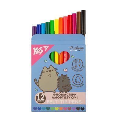 Фломастери Yes 12 кольорів Pusheen, амортизуючі