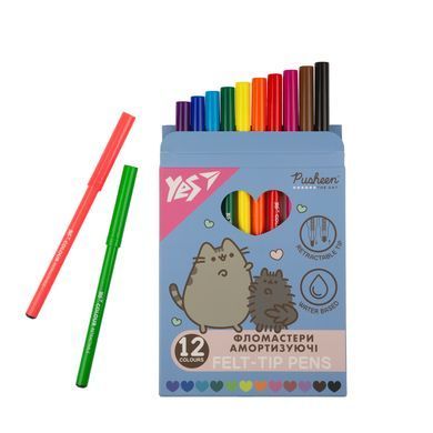 Фломастери Yes 12 кольорів Pusheen, амортизуючі