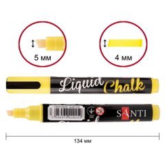 Меловый маркер SANTI, неоновый желтый, 5 мм, 6 шт в коробке