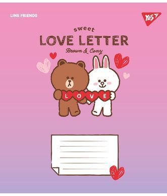 Зошит шкільний Yes Line Friends. Love letter 12 аркушів лінія