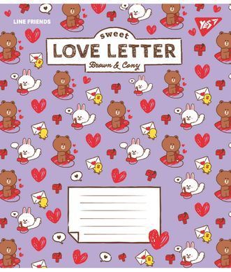 Зошит шкільний Yes Line Friends. Love letter 12 аркушів лінія