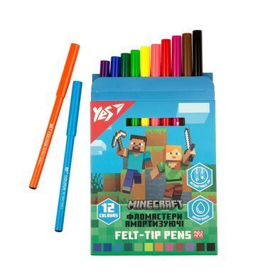 Фломастери Yes 12 кольорів Minecraft, амортизуючі