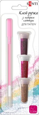 Клей-ручка Santi з набором глітера (фіолетовий, рожевий, бронза)