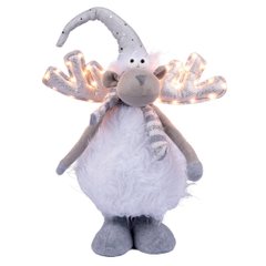 Новогодняя мягкая игрушка Novogod'ko Олень в белом, 53см, LED рога