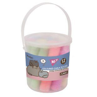 Крейда кольорова Yes Pusheen 12 штук JUMBO у відрі