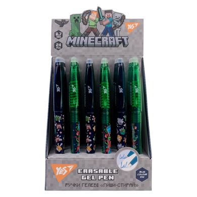 Ручка гелева YES пиши-стирай Minecraft 0,7 мм синя