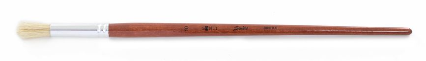 Кисть худож. щетина "Santi Studio", длинная ручка, круглая, №10.