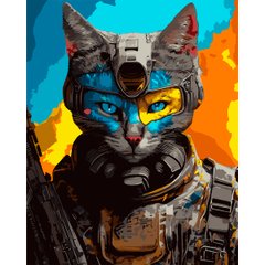 Картина за номерами SANTI Войовничий кіт 40*50 см ©zubenko_ai_art