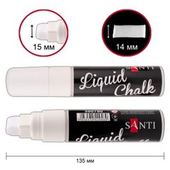 Меловый маркер SANTI, белый, 15 мм, 6 шт в коробке