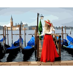 Картина по номерам SANTI Девушка в Венеции 40х50