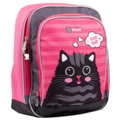 Рюкзак школьный SMART H-55 "Cat rules", розовый/серый