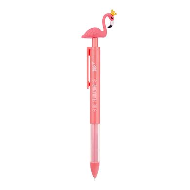 Ручка масляна YES «Caribbean flamingo» автоматична, з короною, 0,7 мм, синя