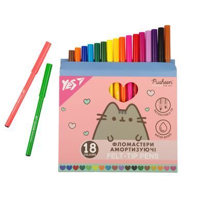 Фломастери Yes 18 кольорів Pusheen, амортизуючі