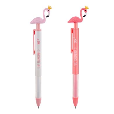 Ручка масляная YES «Caribbean flamingo» автоматическая, с короной, 0,7 мм, синяя
