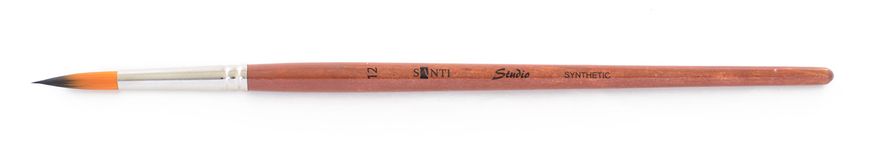 Кисть худож. синтетика "Santi Studio", короткая ручка, круглая, №12.