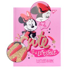 Дневник школьный YES жесткий "Minnie Mouse", soft touch, УФ лак, глиттер