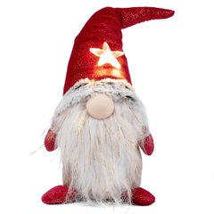 Новогодняя мягкая игрушка Novogod'ko Гном в красном, 37см, LED звезда