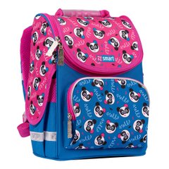 Рюкзак школьный каркасный SMART PG-11 "Hello, panda", синий/розовый