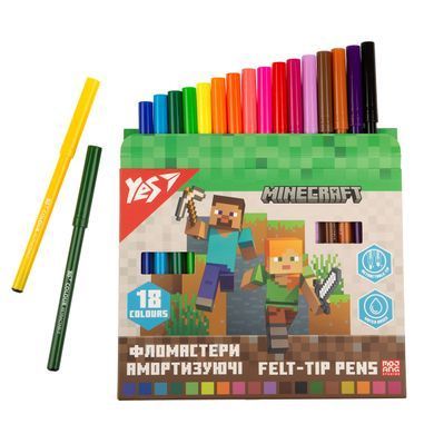 Фломастери Yes 18 кольорів Minecraft, амортизуючі