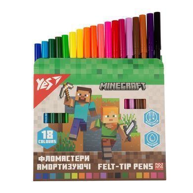 Фломастери Yes 18 кольорів Minecraft, амортизуючі
