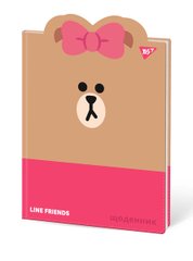 Дневник школьный YES PU жесткий "Line friends. Bear" фигурная обложка