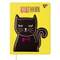 Дневник школьный YES PU жесткий "Cat. Gentlecat" розовая фольга, апликация с печатью