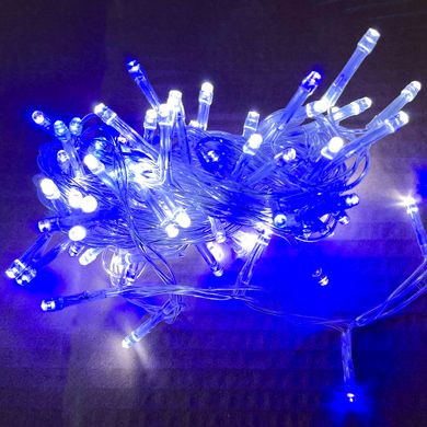 Гирлянда светодиодная нить Novogod'ko, 100 LED, холодный белый+синий, 5м, 8 реж.