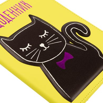 Щоденник шкільний YES PU жорсткий "Cat. Gentlecat" рожева фольга, аплікація з друком