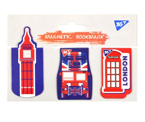 Закладки магнитные YES "London", высечка, 3шт