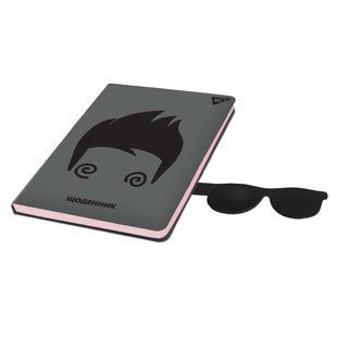 Щоденник шкільний YES PU жорсткий "Glasses" NEON pantone, друк на фігурному клапані колекц