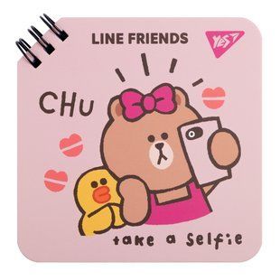 Блокнот YES 110х110 мм, 80 л., дв. cпираль Line Friends Chu