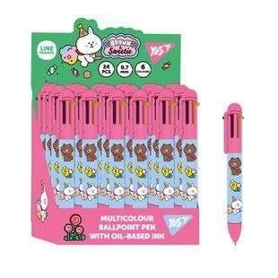 Ручка кулькова Yes Line Friends 0,7 мм автоматична 6 кольорів