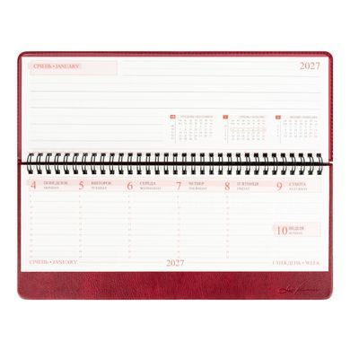 Планінг (щотижневик) настільний Leo Planner Persona 30х14 см датований 2027 бордовий 128 сторінок