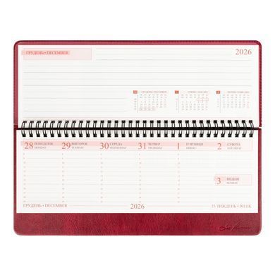 Планінг (щотижневик) настільний Leo Planner Persona 30х14 см датований 2027 бордовий 128 сторінок
