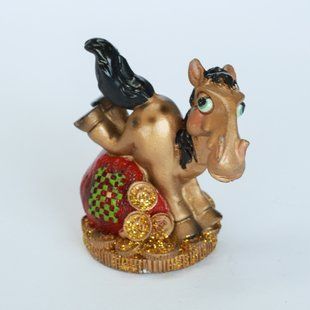 Сувенір "HORSE" 7см, мікс золото/чорний в ящ. міх: 2 види