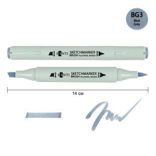 Маркер спиртовой SANTI Brush SA-BG3 сине-серый 3