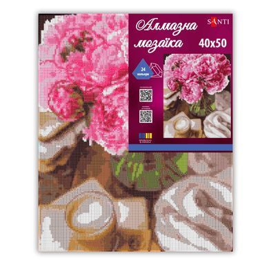 Алмазная мозаика SANTI Пионы и утро 40х50 см на подрамнике