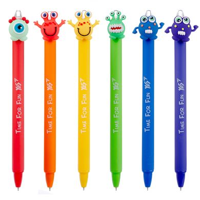 Ручка масляна YES «Funny monsters» автоматична, 0,7 мм, синя