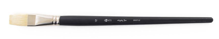 Пензель худож. щетина "Santi Highly Pro", довга ручка, плоский, №12.