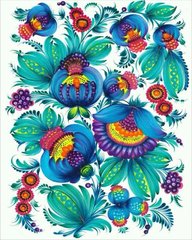 Алмазна мозаїка SANTI Квітковий орнамент синій 40*50см на підрамнику.
