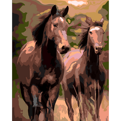 Набор, картина по номерам "Безудержные кони", 40*50 см, SANTI
