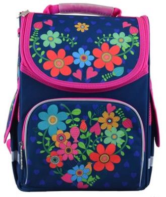 Рюкзак школьный каркасный Smart PG-11 Flowers blue, 34*26*14