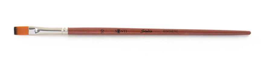 Кисть худож. синтетика "Santi Studio", короткая ручка, плоская, №10.