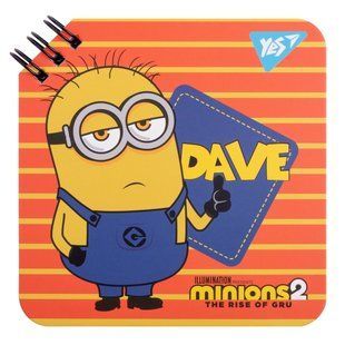 Блокнот YES 110х110 мм, 80 л., дв. cпираль Minions