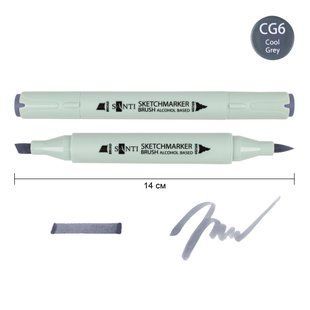 Маркер спиртовой SANTI Brush SA-CG6 холодный серый 6