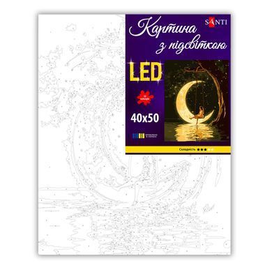 Картина за номерами SANTI Дівчина та місяць 40х50 см LED підсвітка