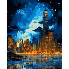 Картина по номерам SANTI Ночной город с металлизированными красками 40х50